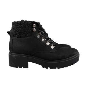Top Moda Shoes Womens 7.5 Ankle Boots Black Lace Up Chunky Block Heel Winter